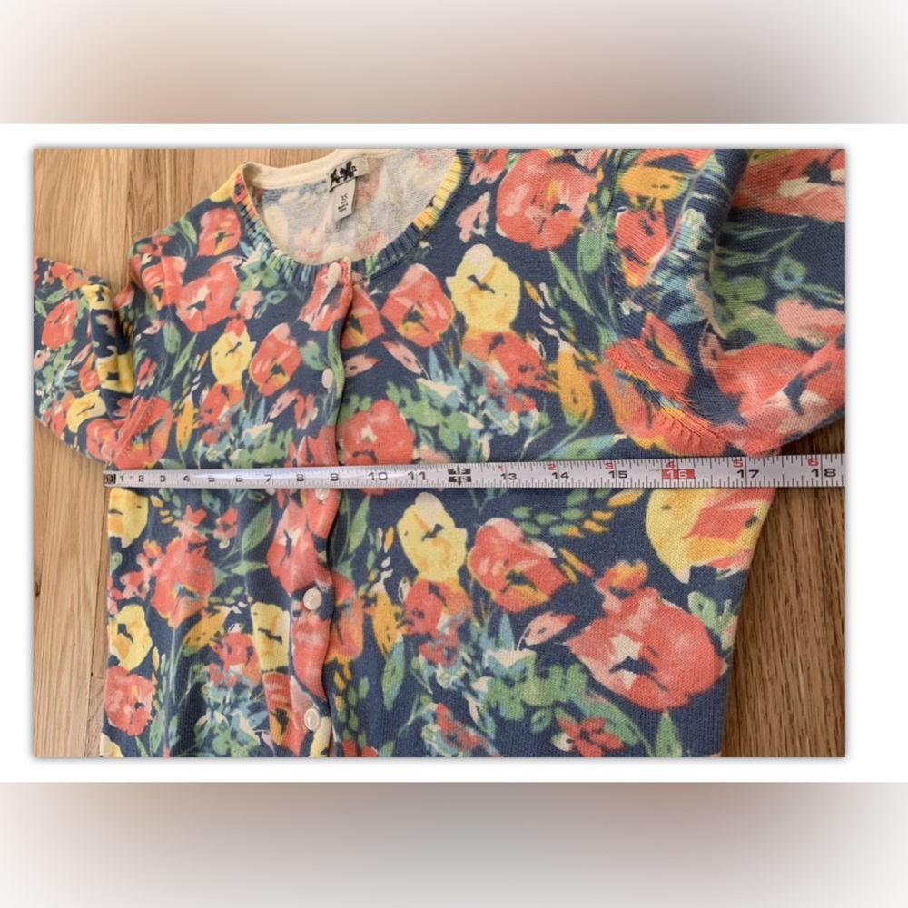 Womens L.L.Bean Sweater Cardigan Button Down Floral 100% Supima Cotton Size XS - Picture 8 of 9